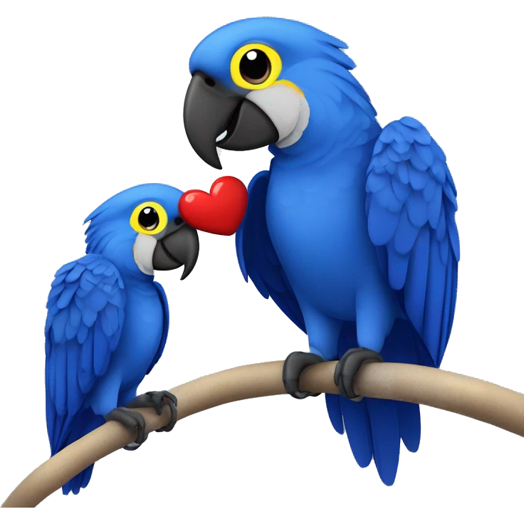 Hyacinth Macaw pair Full Body love with heart emoji