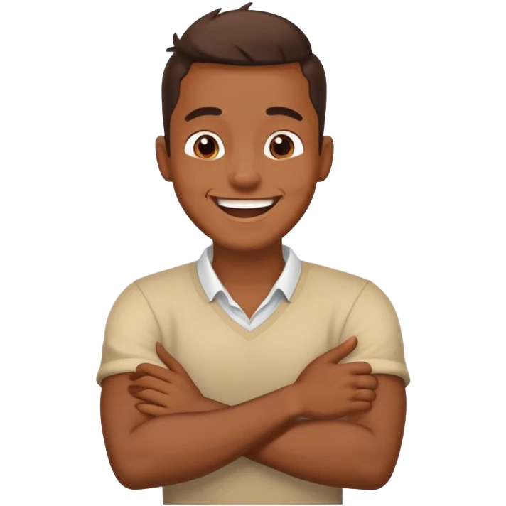 Arms crossed holding neck laughing guy  emoji