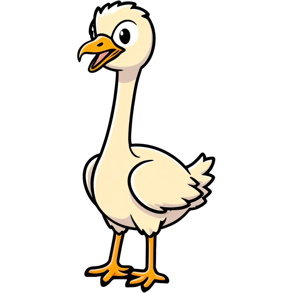 ostrich, cartoonish sticker style emoji