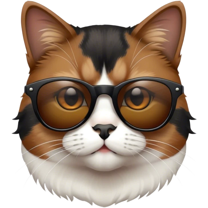 Black, white and Brown cat wearing sunglases emoji