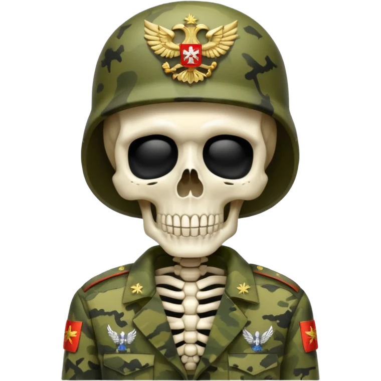 generate a realistic skeleton in Russian military camouflage emoji