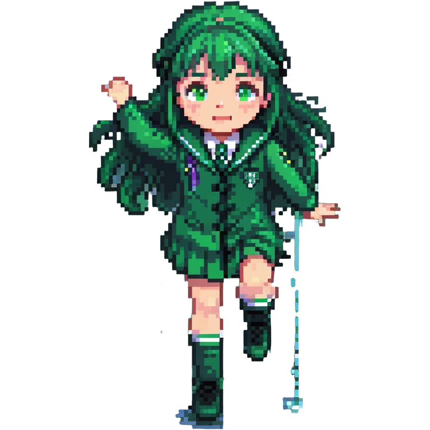 Slytherin student with green uniform slipping on a wet floor emoji
