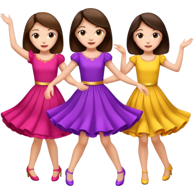 Triplets dancing all brunette emoji