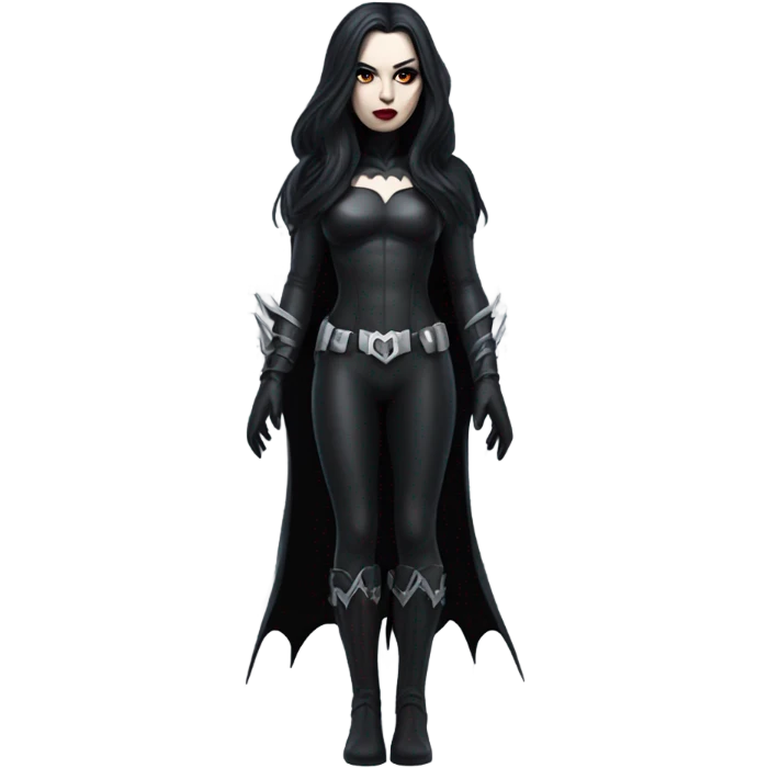 Gothic Batwoman white skin dark long hair full body emoji