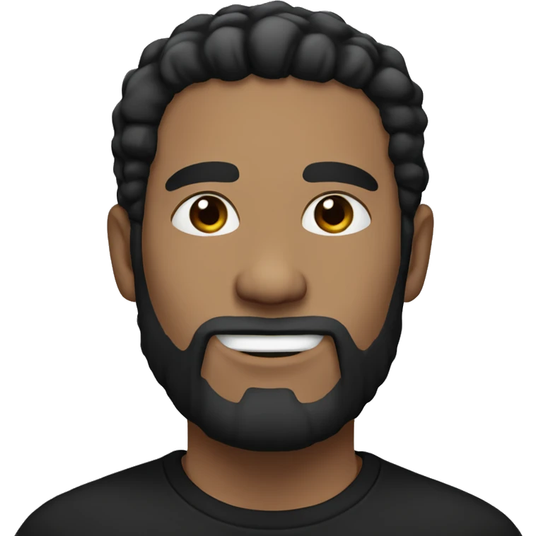 Man with black hair and beard with white skin and black on and with black t shirt  emoji