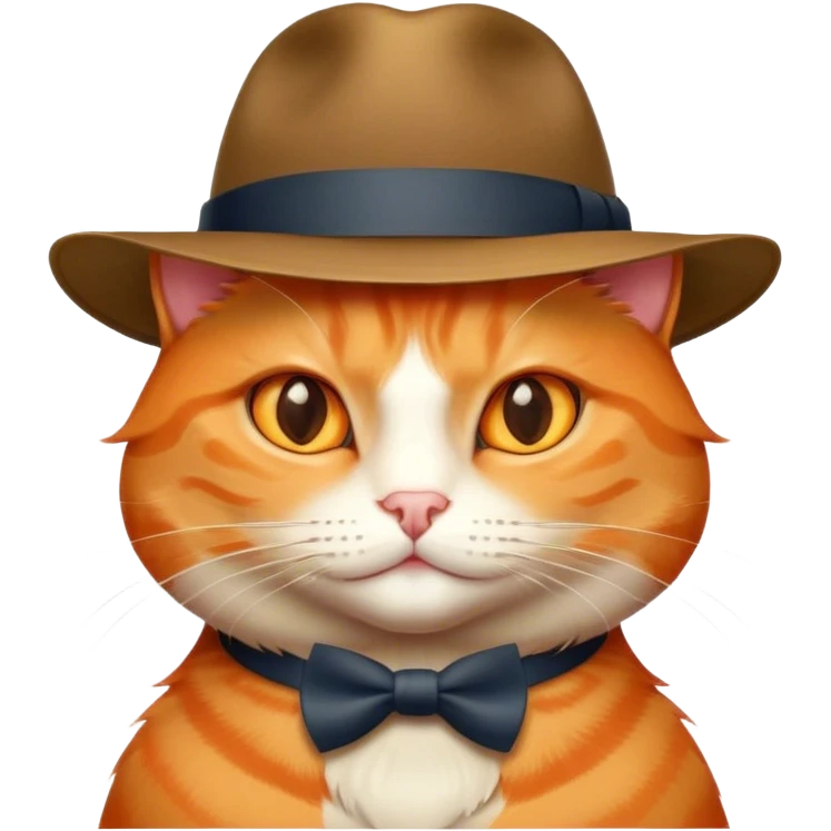 elegant orange cat with hat fedora emoji