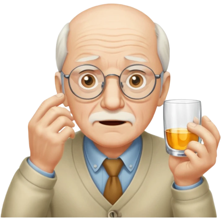 Old man clearing glasses in aw emoji