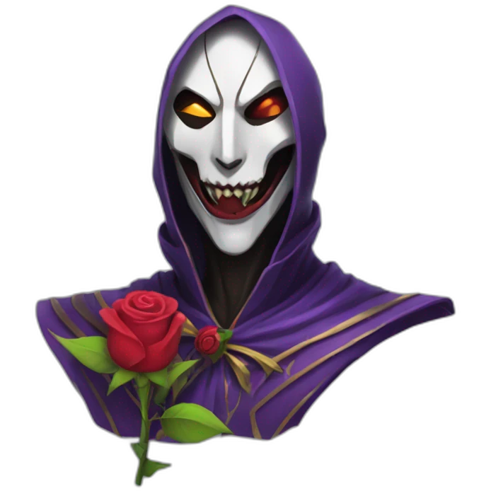 Jhin with a rose in his mouth emoji