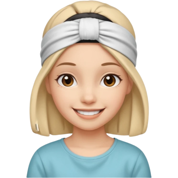 Girl wearing cloth headband and smile emoji