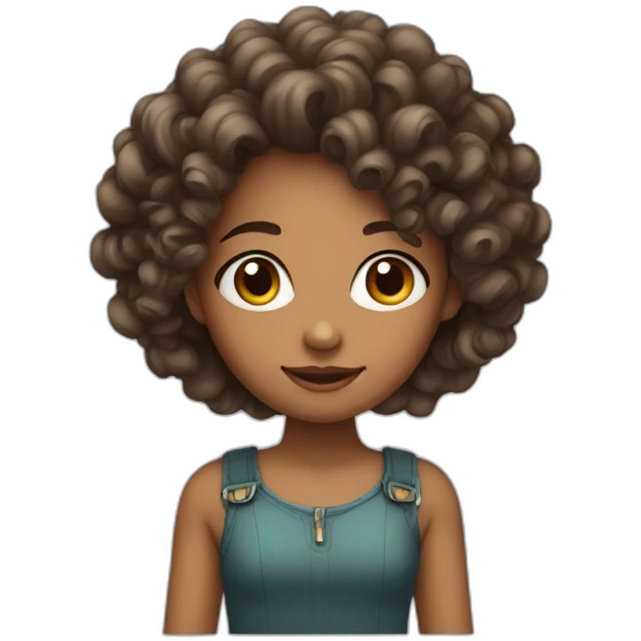 Girl with curly hair long emoji