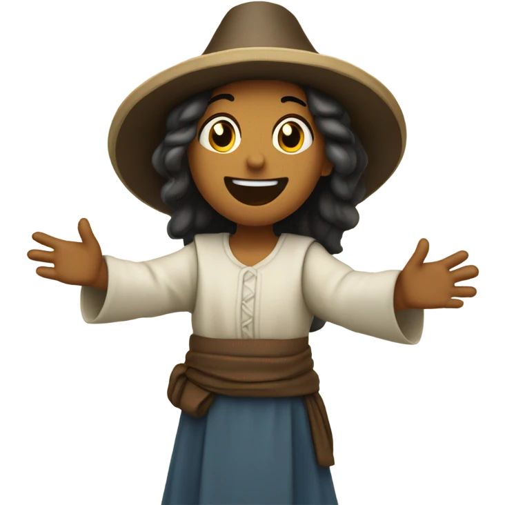 young pilgrims saying hurrah! emoji