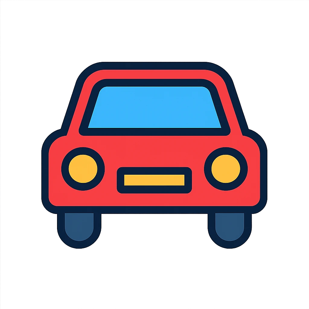 car icon, color outline style, black outlines with subtle color fill, modern and friendly emoji