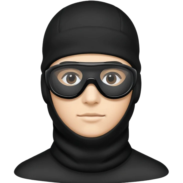 Face with black balaclava and black tinted sports glasses emoji