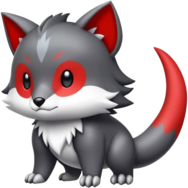Cute cool black red white grey animal hybrid Fakemon full body emoji