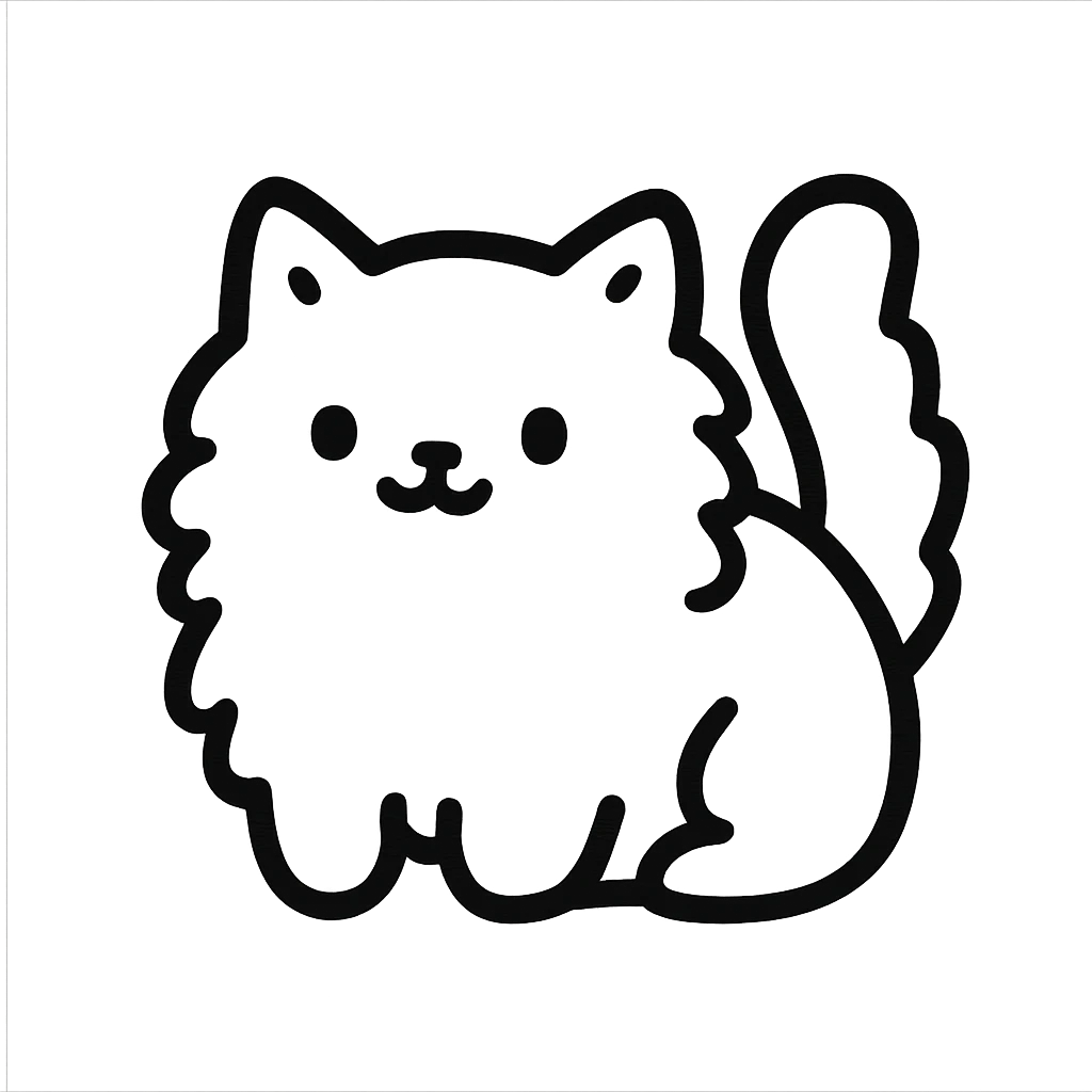 cute fluffy cat hand drawn outlined icon emoji
