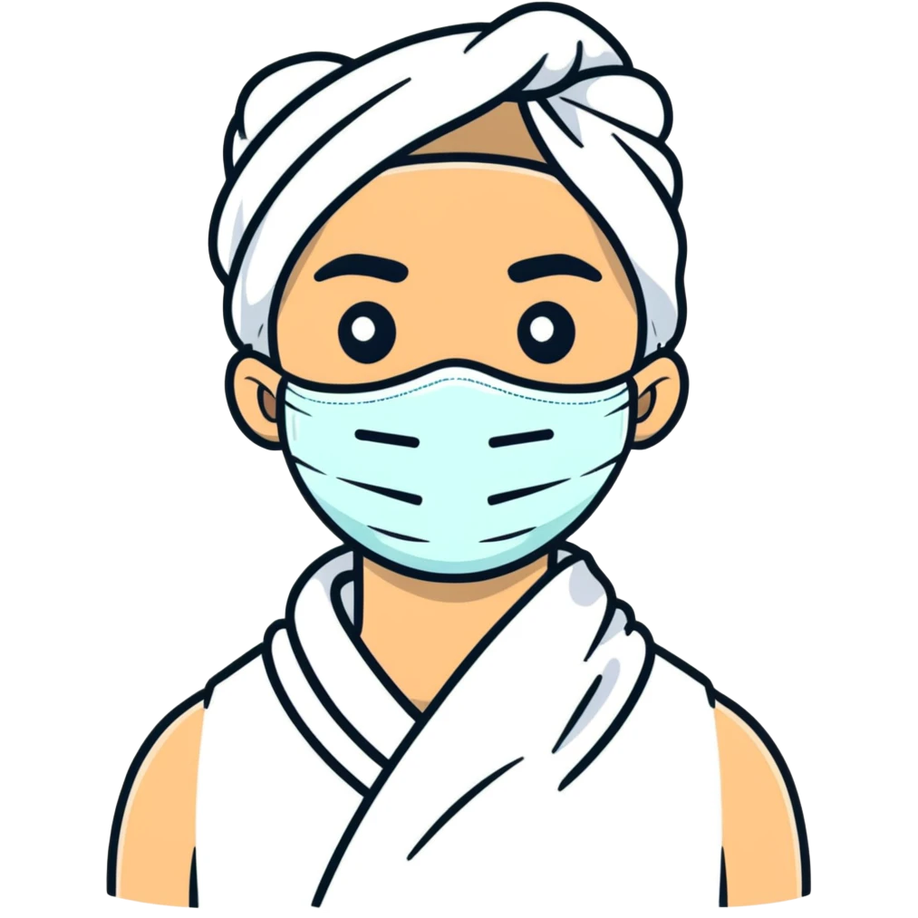 white man with a facial mask and towel at a spa emoji