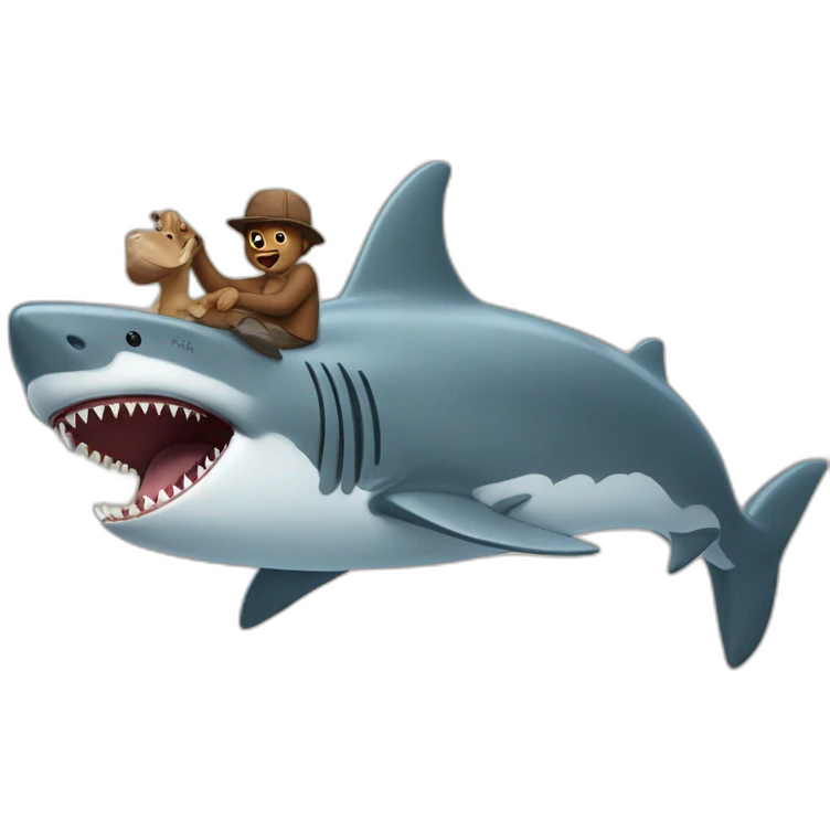 Grizzly bear riding a shark emoji