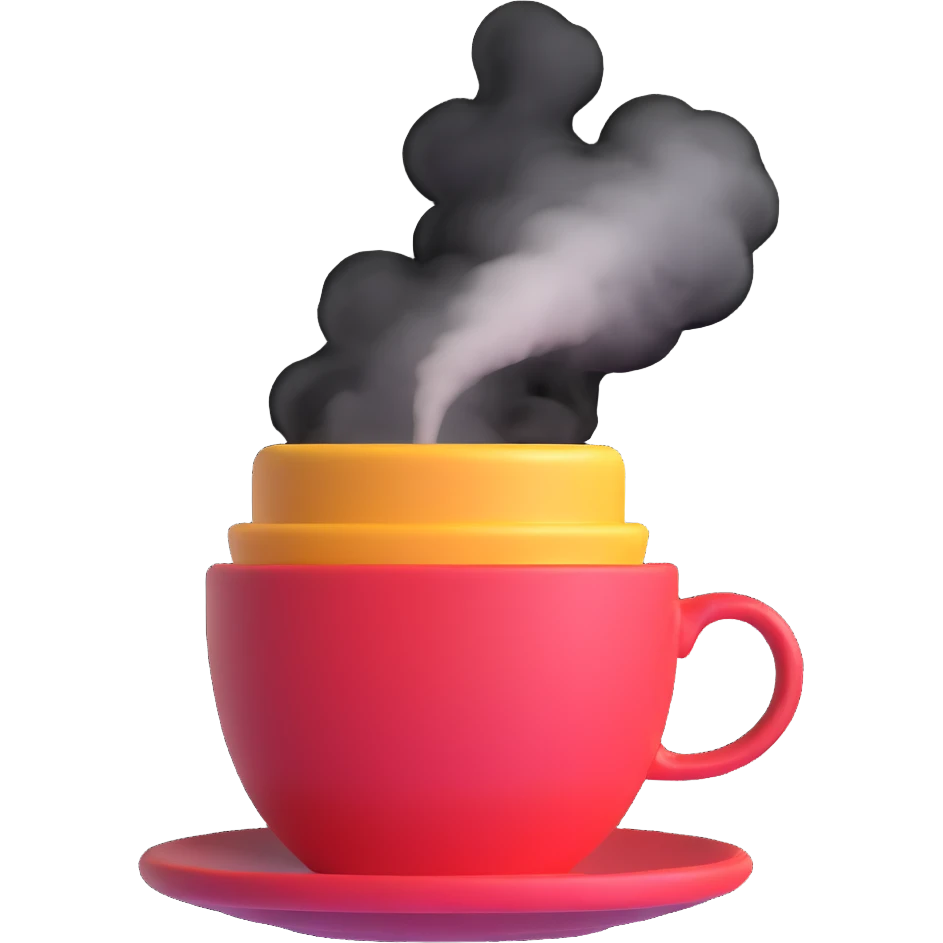 coffee cup with steam rising emoji