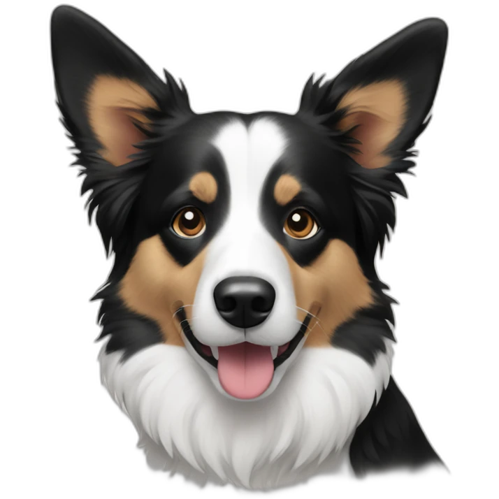 bordercollie mixed with a corgi, black and white emoji