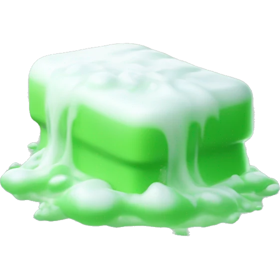 Bright green soap and lots of white foam emoji