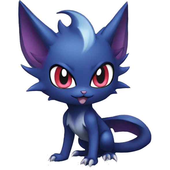 Edgy Cool Chibi Sneasel-Noibat-Absol-Pokémon-fusion-cat Full Body emoji