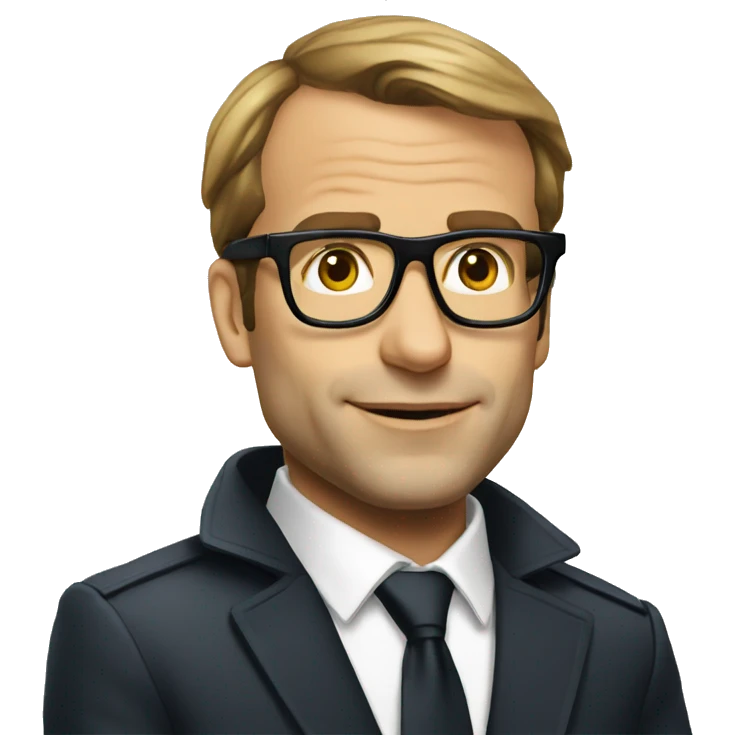 Macron with escalator glasses emoji