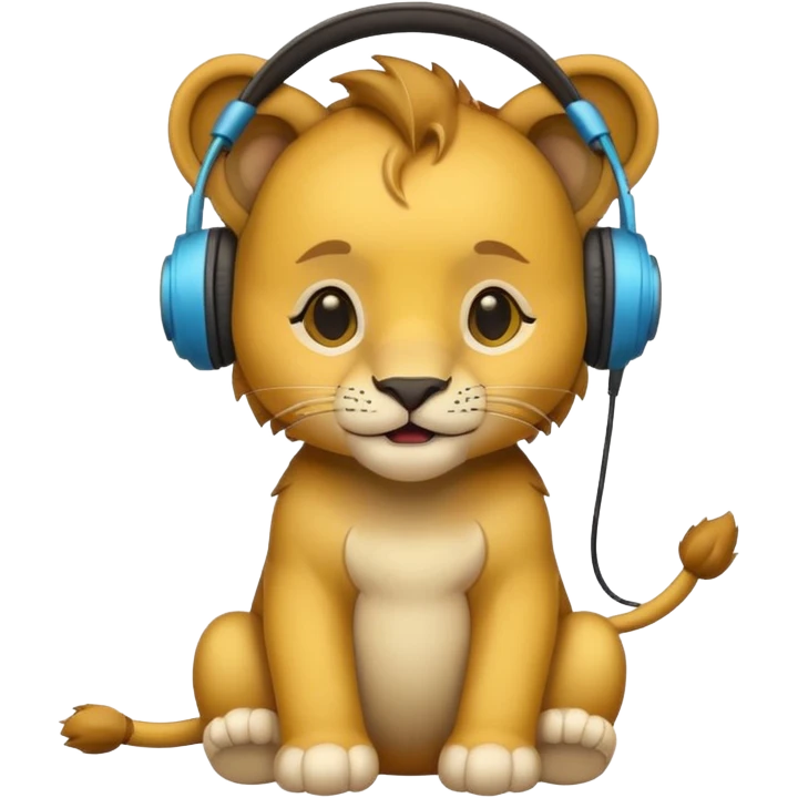 baby lion with headphone emoji