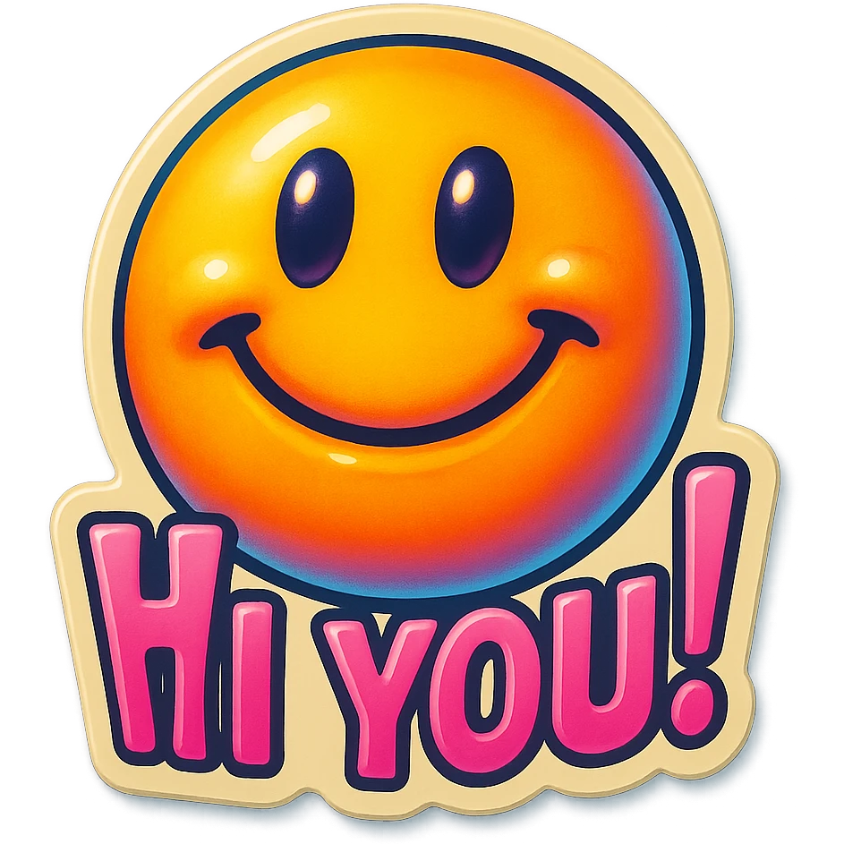 excited smile with mouth closed 
add the words W You! in pink emoji