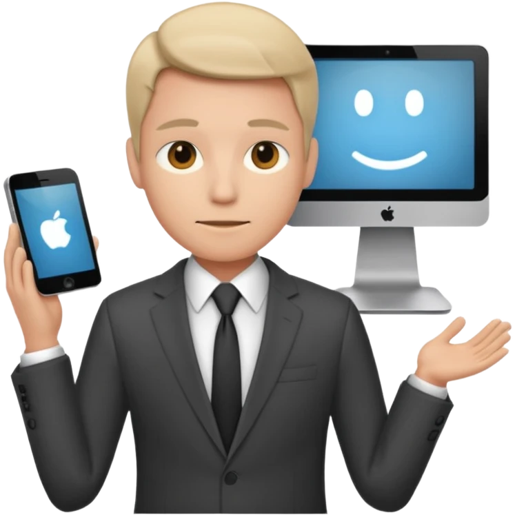  A person that has a computer screen as its head and is wearing a suit emoji