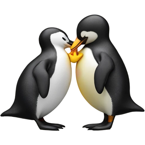 Penguin kissing duck emoji