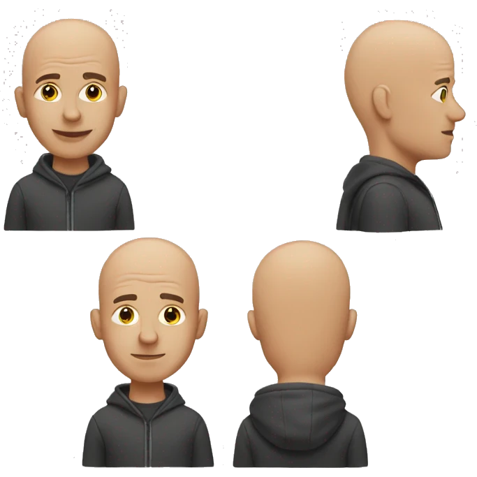 Bald man in hoodie emoji
