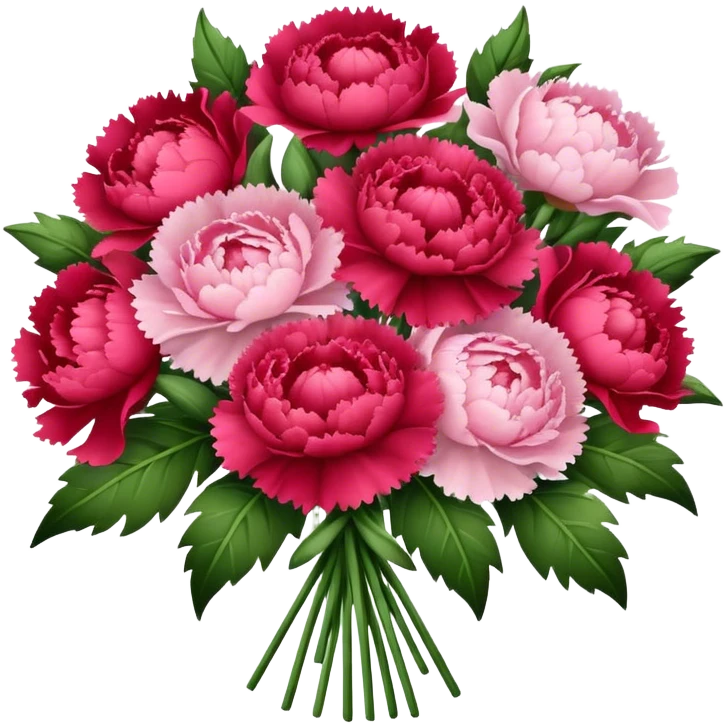 red Pink carnations and peonies bouquet emoji