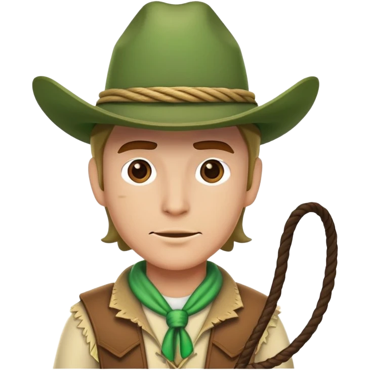 Cowboy character wearing a green hat with a lasso emoji