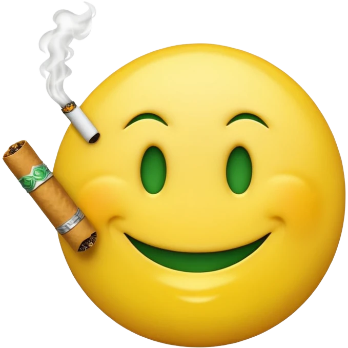 A smiley face smoking a joint emoji