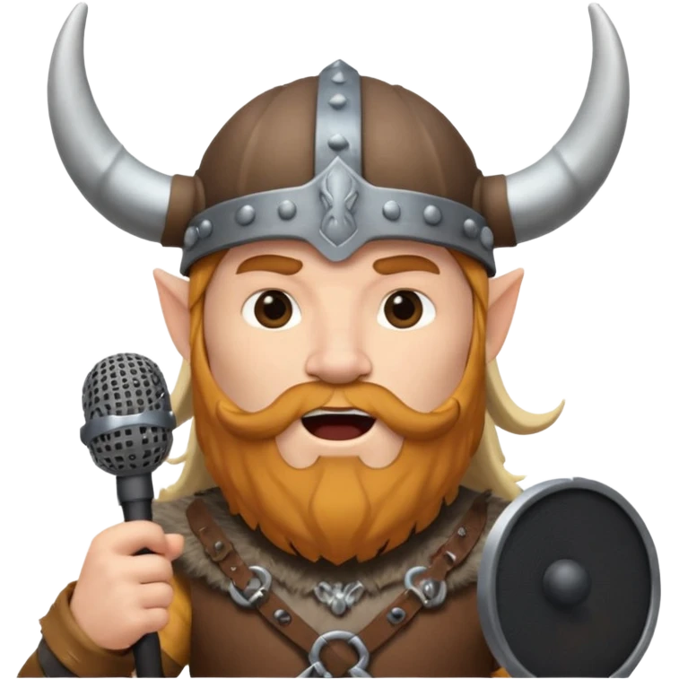 viking singing with micro, half body emoji
