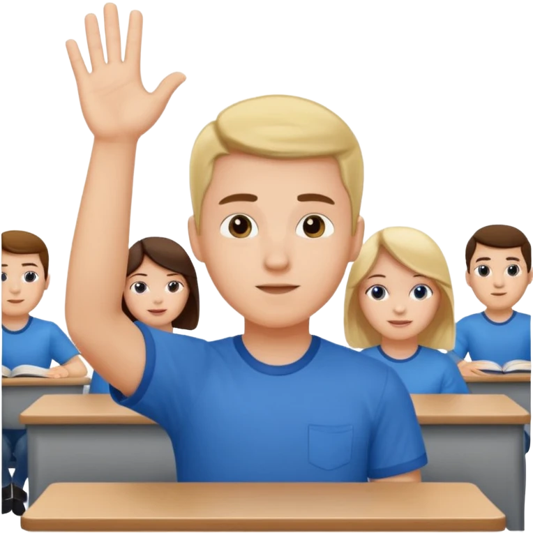 student raising hand in class emoji
