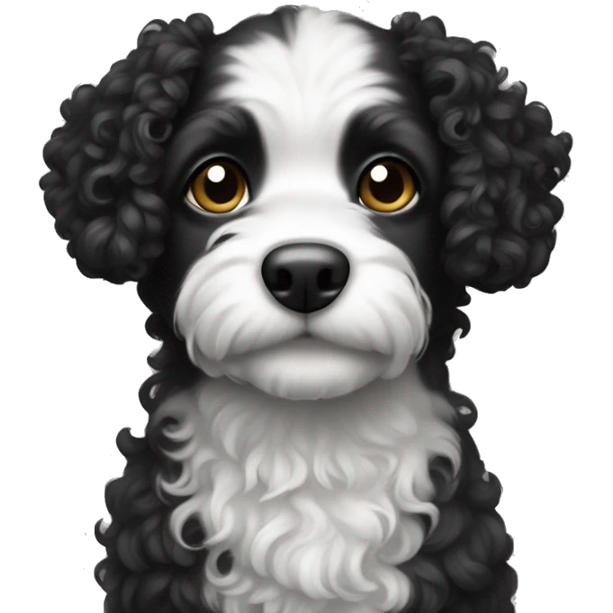 little black and white curly dog emoji