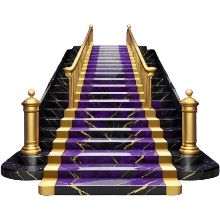 Luxurious black marble hallway stairs with gold and white accents  with with violet accents  emoji