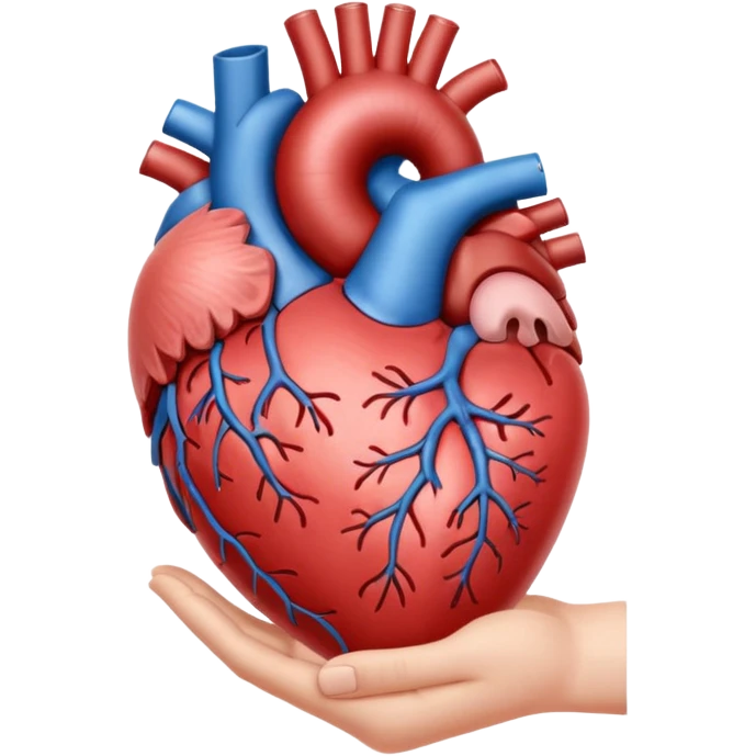 hand holding heart organ emoji