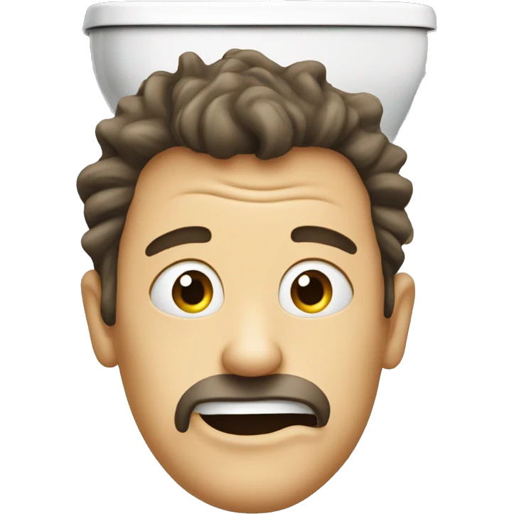 A crazy Mans head and neck going out of a toilet emoji