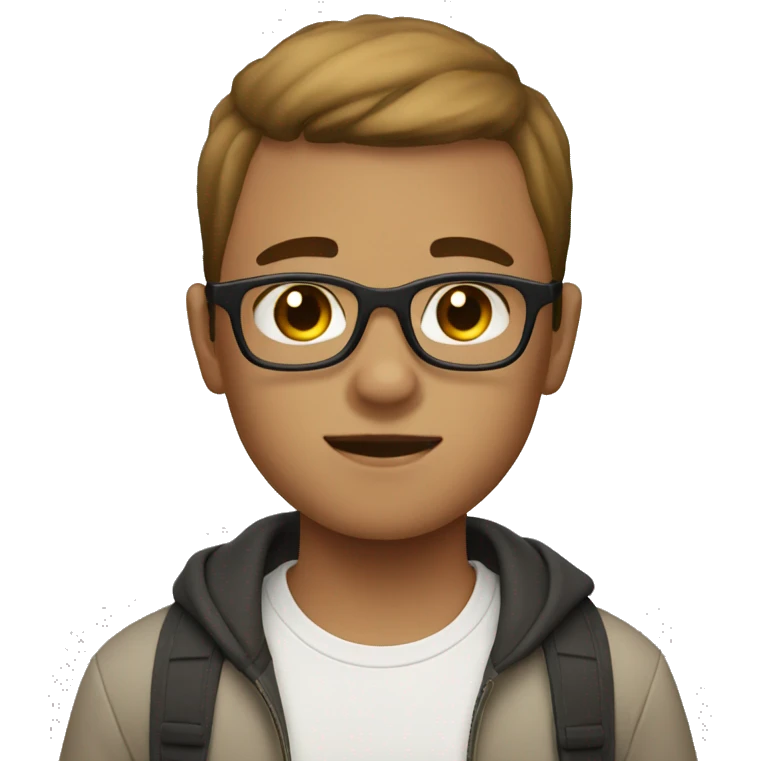Boy with light skin and brown short hair and glasses emoji