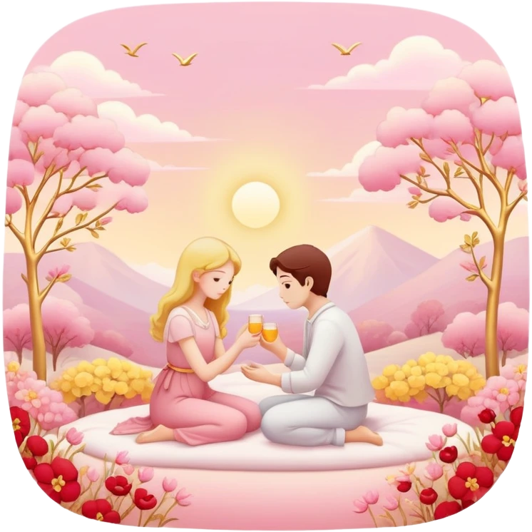 Romantic pink-red-gold-yellow-white pastel lush aesthetic emoji