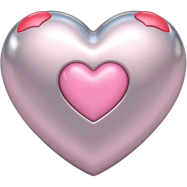 platinum heart with one mini pink heart inside of it  emoji