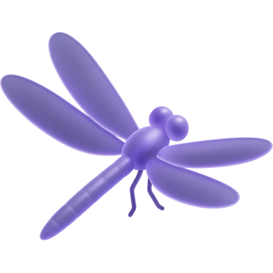 a dragonfly in violet color, with soft gradients emoji