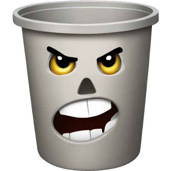 A piece of trash with an evil expression emoji