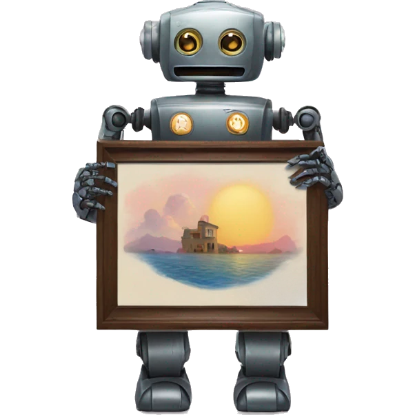 robot holding beautiful painting emoji