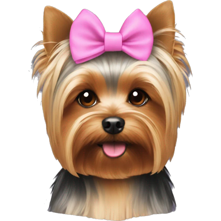 Yorkie with pink on head emoji