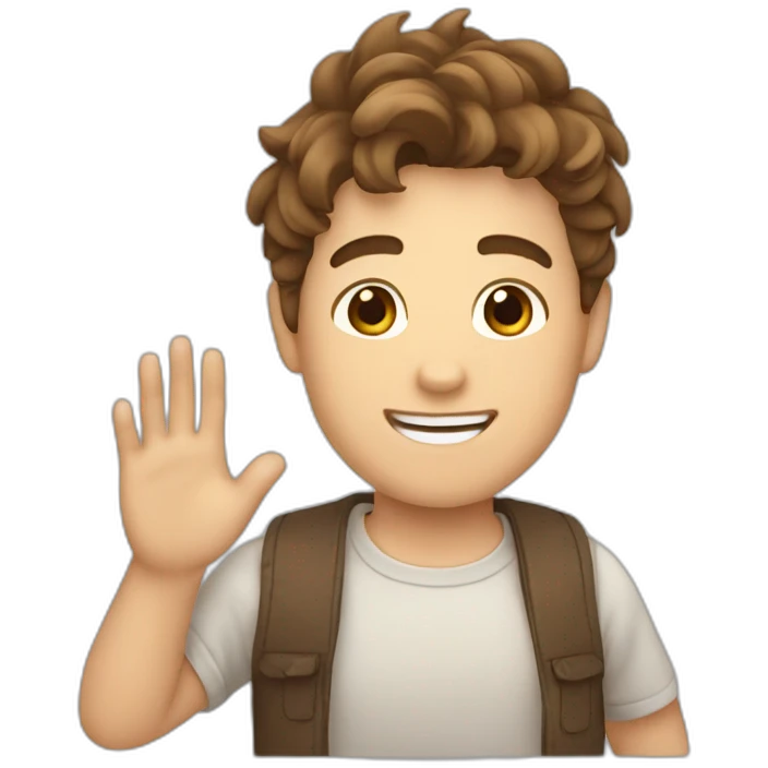 Waving twink with brown hair emoji