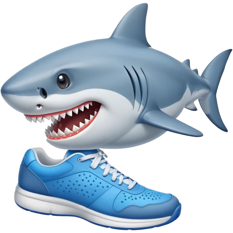 Friendly shark in blue tennis shoes emoji