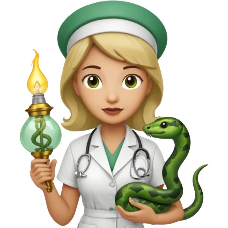 Enfermagem uma lamparina com uma cobra em volta  emoji
